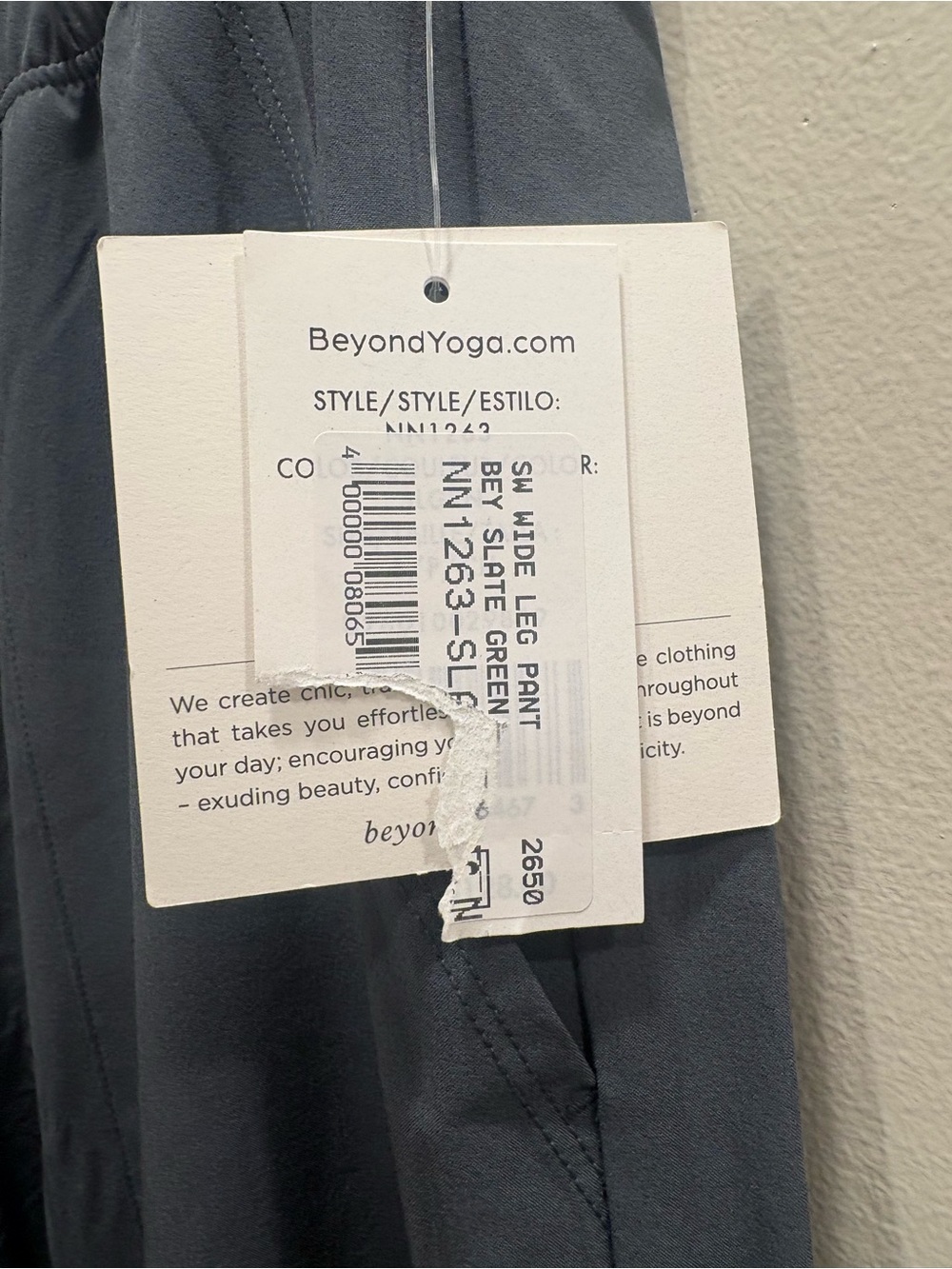 Beyond Yoga Easy Wide Leg Pants Slate Green NWT Small 31” - Picture 5 of 9